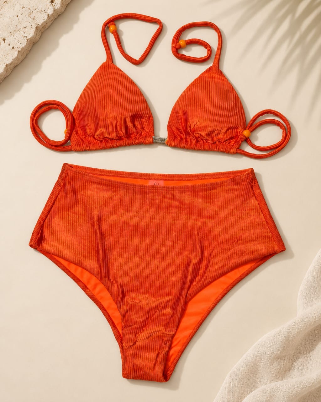 Sunset Burnt Orange Textured Bikini Set