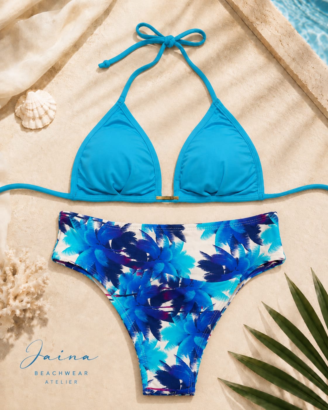 Summer Bloom Floral Triangle & High-Waisted Bikini Set