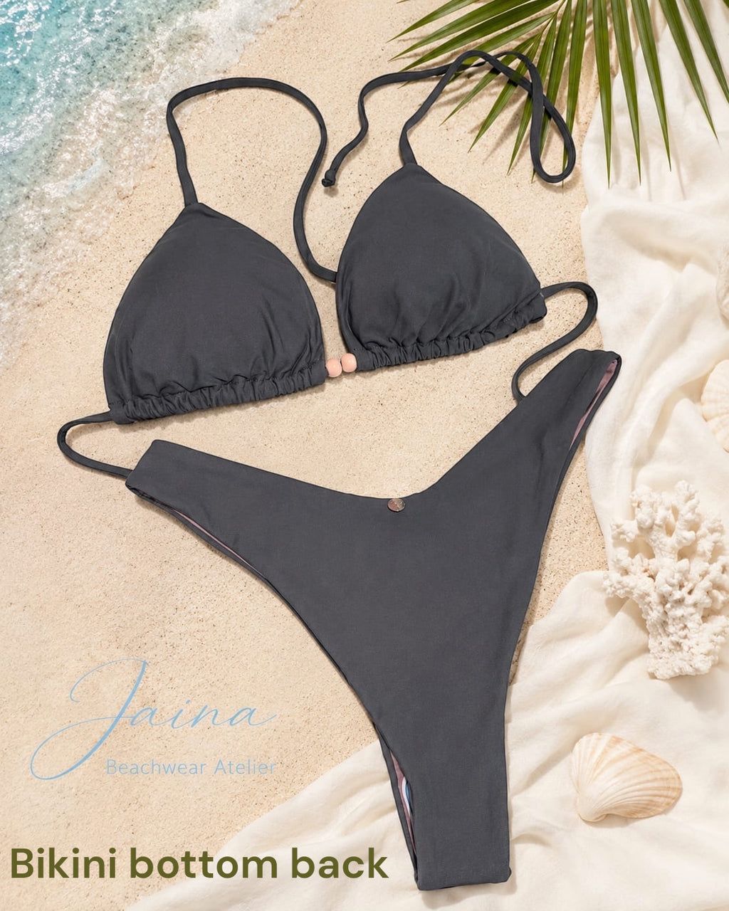 High-Cut Asa Delta Bikini Set – Charcoal Gray