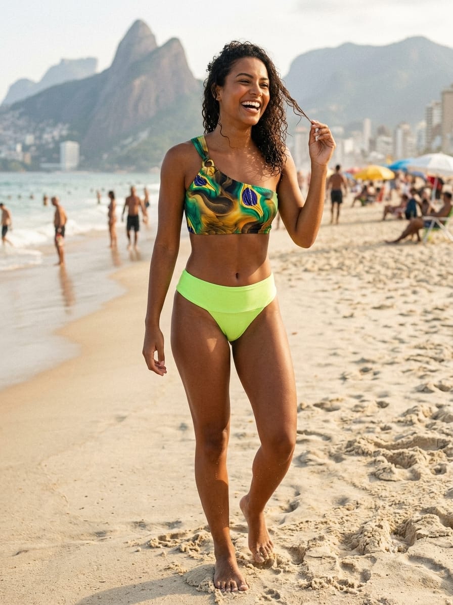 Brazilian Flag One-Shoulder Top – Handmade in the Brazilian Spirit