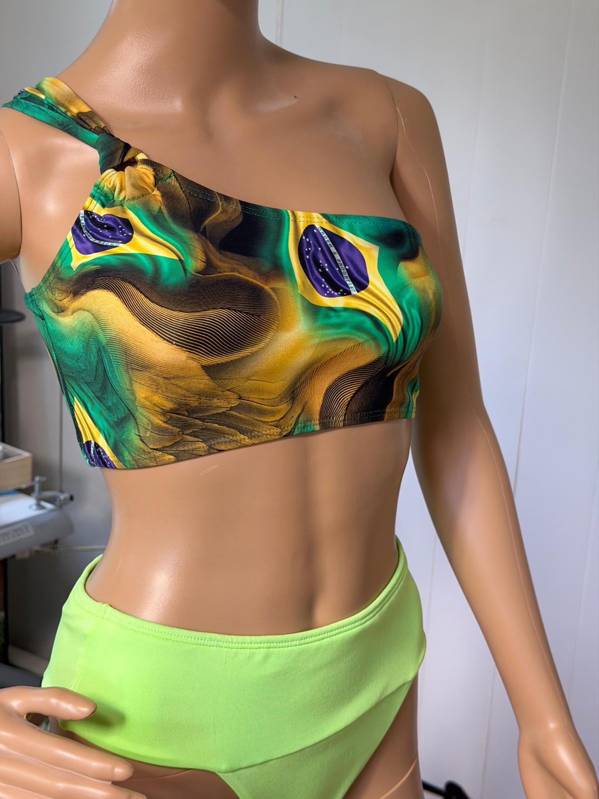 Brazilian Flag One-Shoulder Top – Handmade in the Brazilian Spirit