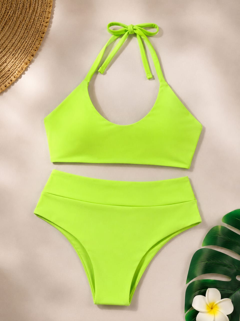 Electric Lime High-Rise Bikini Set
