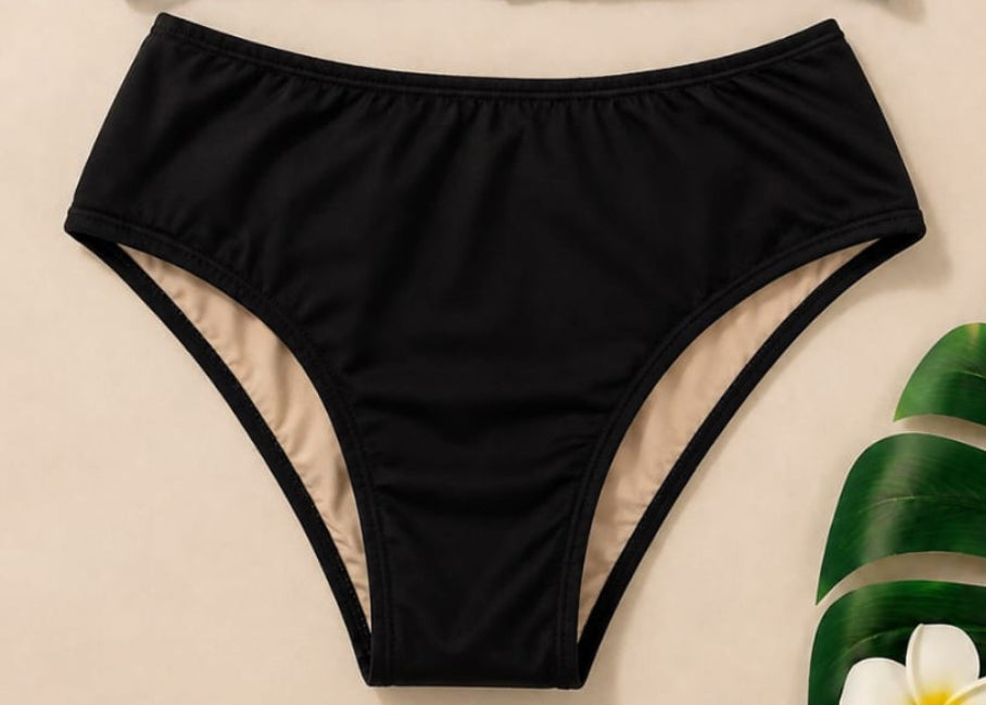Black High-Waist Hot Pants Bikini Bottom