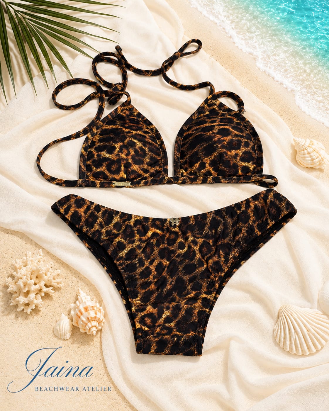 Leopard Print Triangle Bikini Set – Asa Delta High-Leg