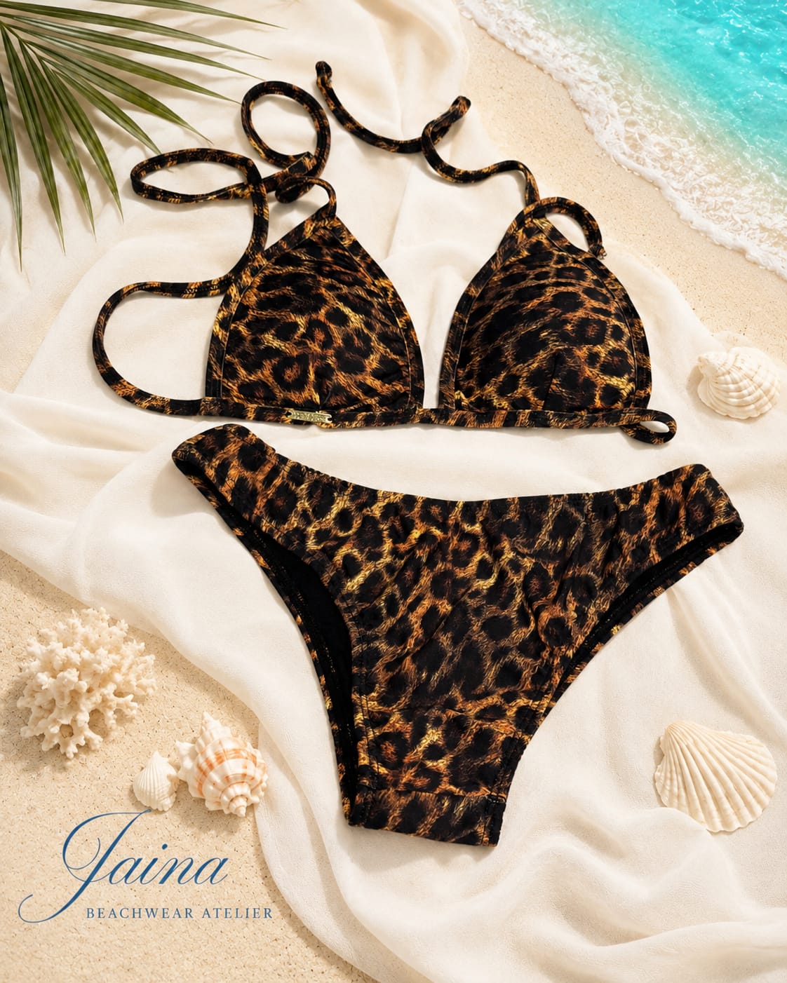 Leopard Print Triangle Bikini Set – Asa Delta High-Leg