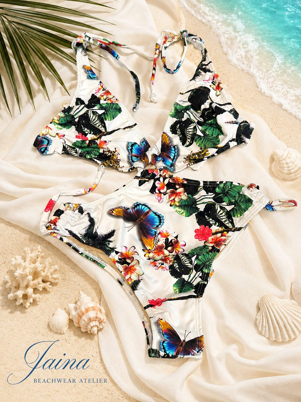 Tropical Garden Floral V-Neck One-Piece Swimsuit